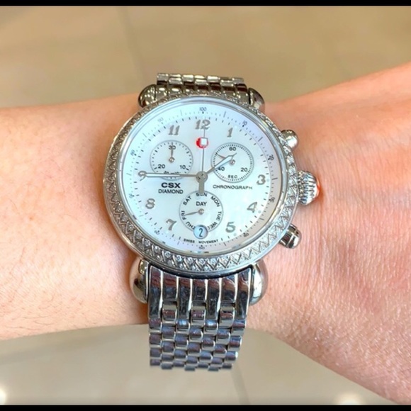 ❌SOLD❌ MICHELE CSX DIAMOND BEZEL CHRONOGRAPH WATCH - Picture 5 of 10